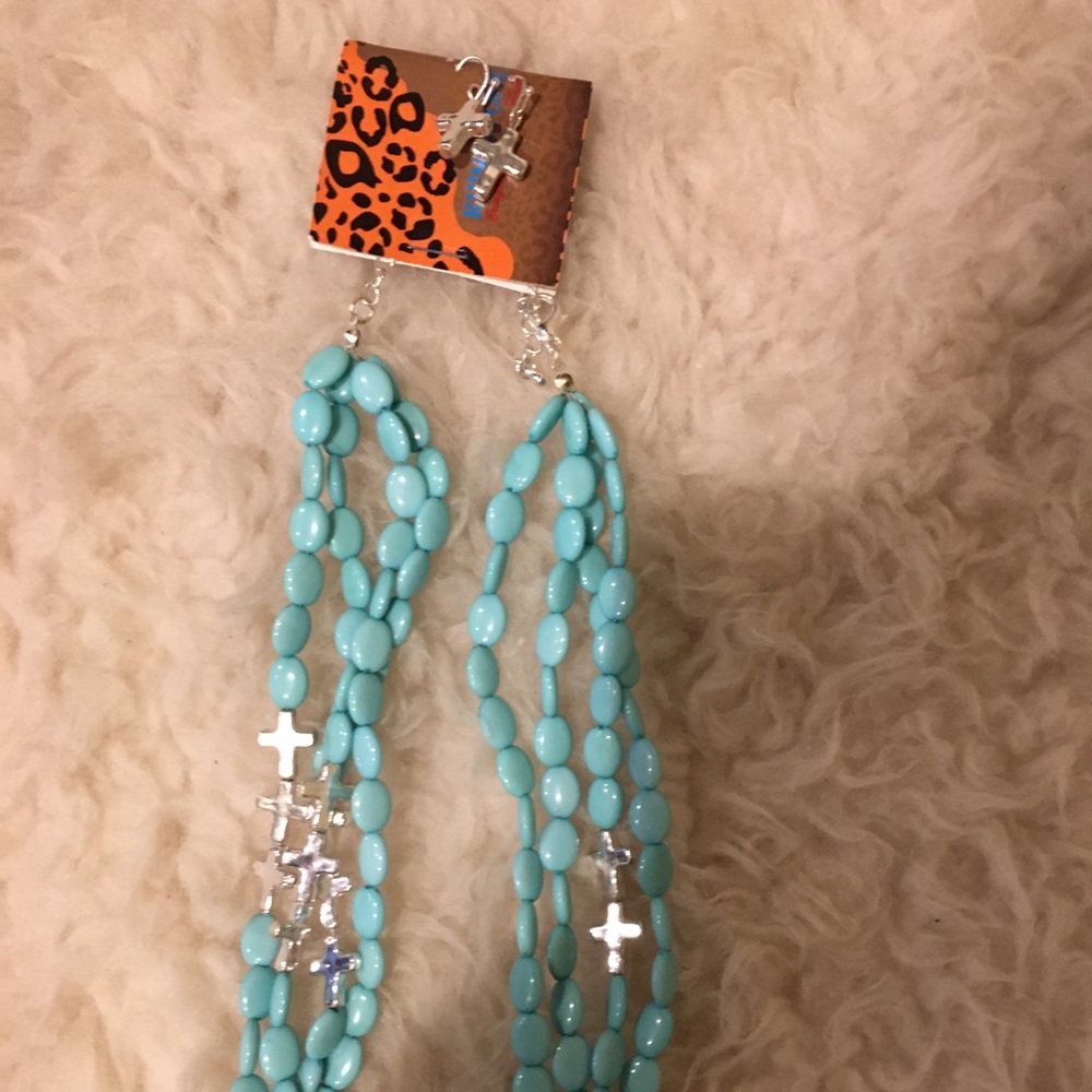 Rhinestone - necklace and earring set. New